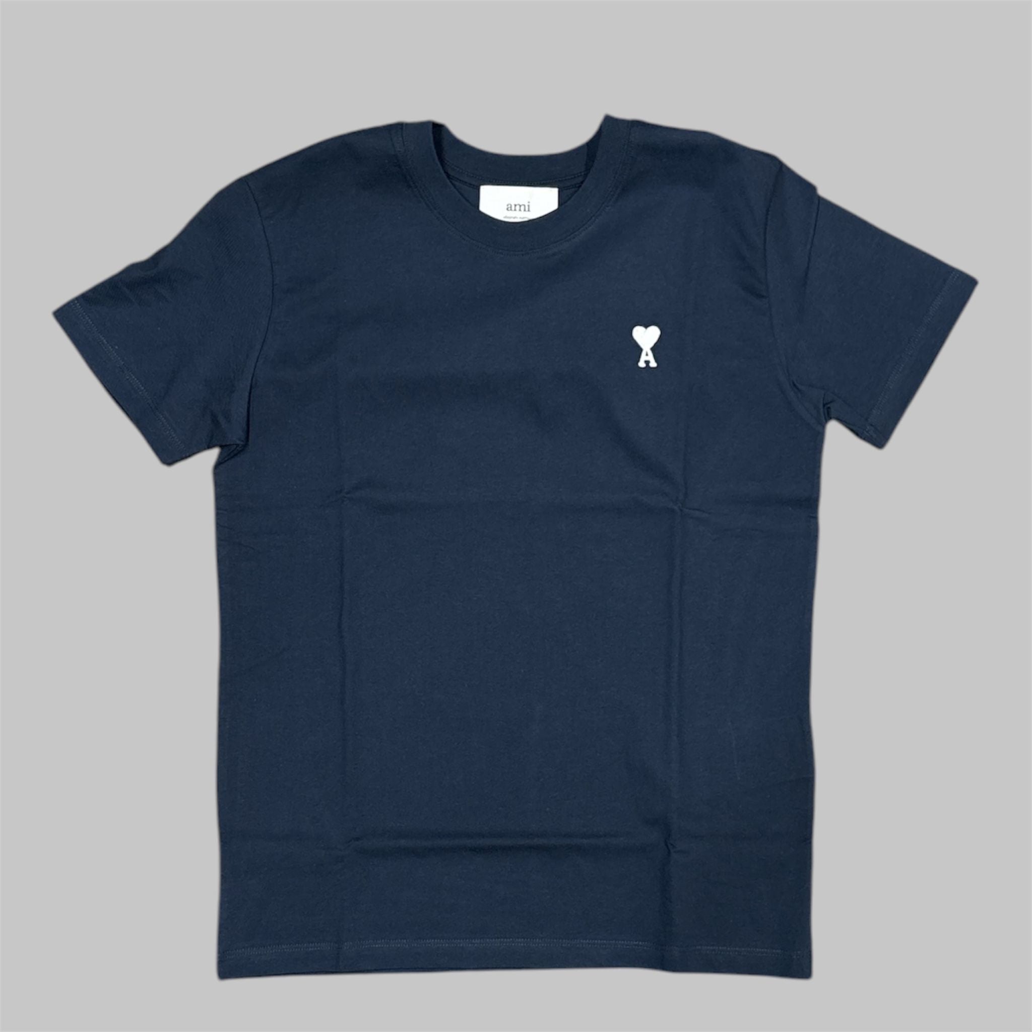 T-shirt Ami Paris Ami de Coeur - Blu Navy con Cuore Bianco
