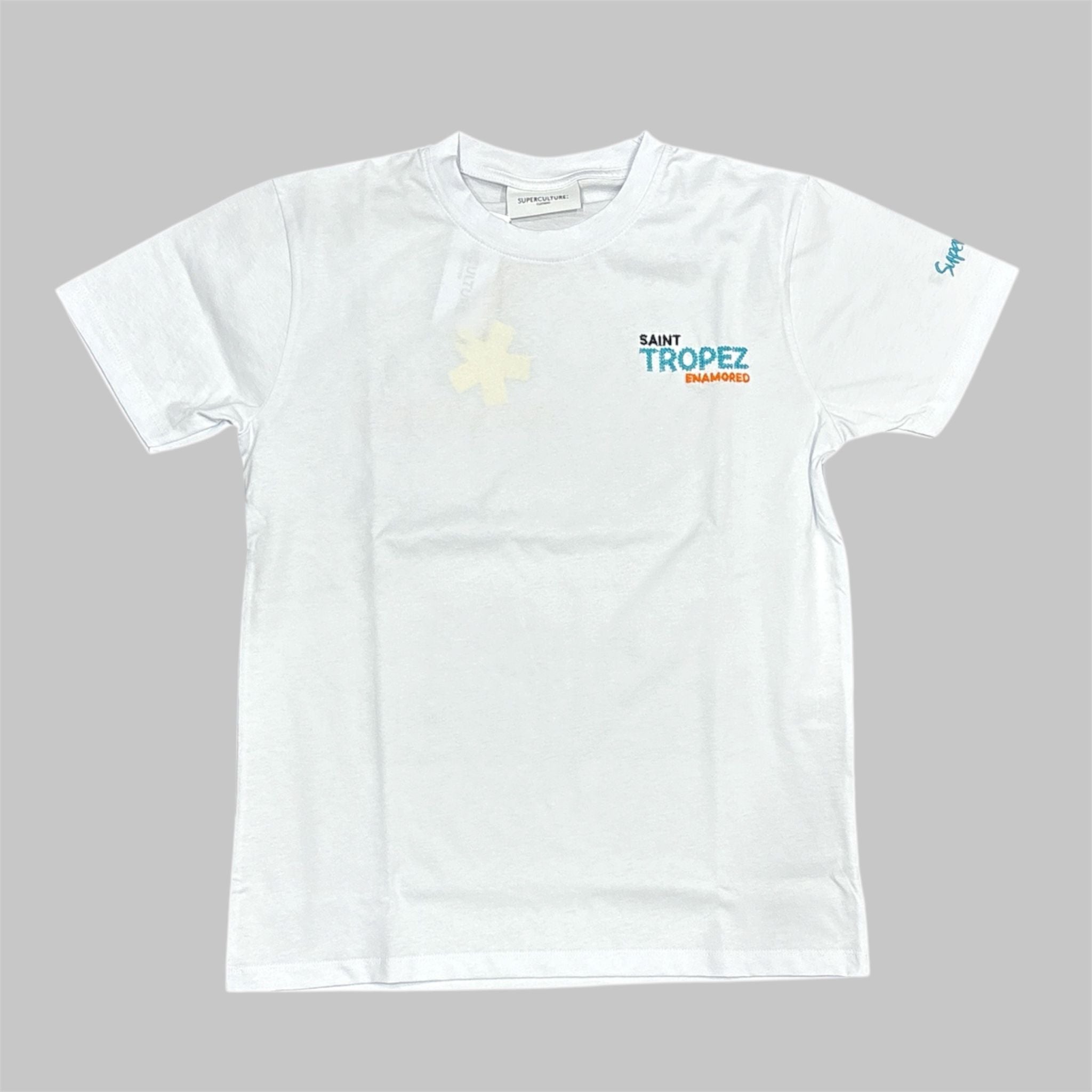 SUPERCULTURE T-shirt Bianca con Stampa e Ricamo St. Tropez
