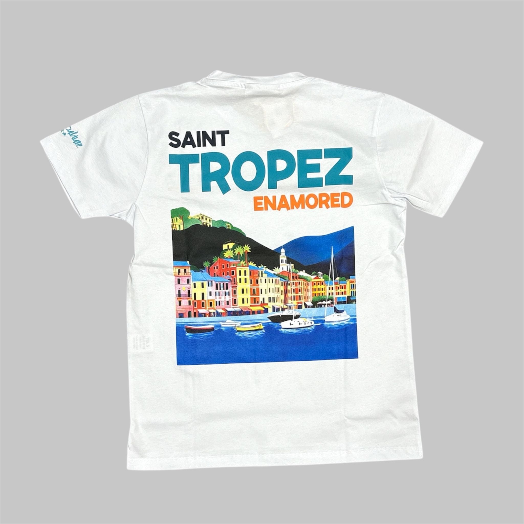 SUPERCULTURE T-shirt Bianca con Stampa e Ricamo St. Tropez
