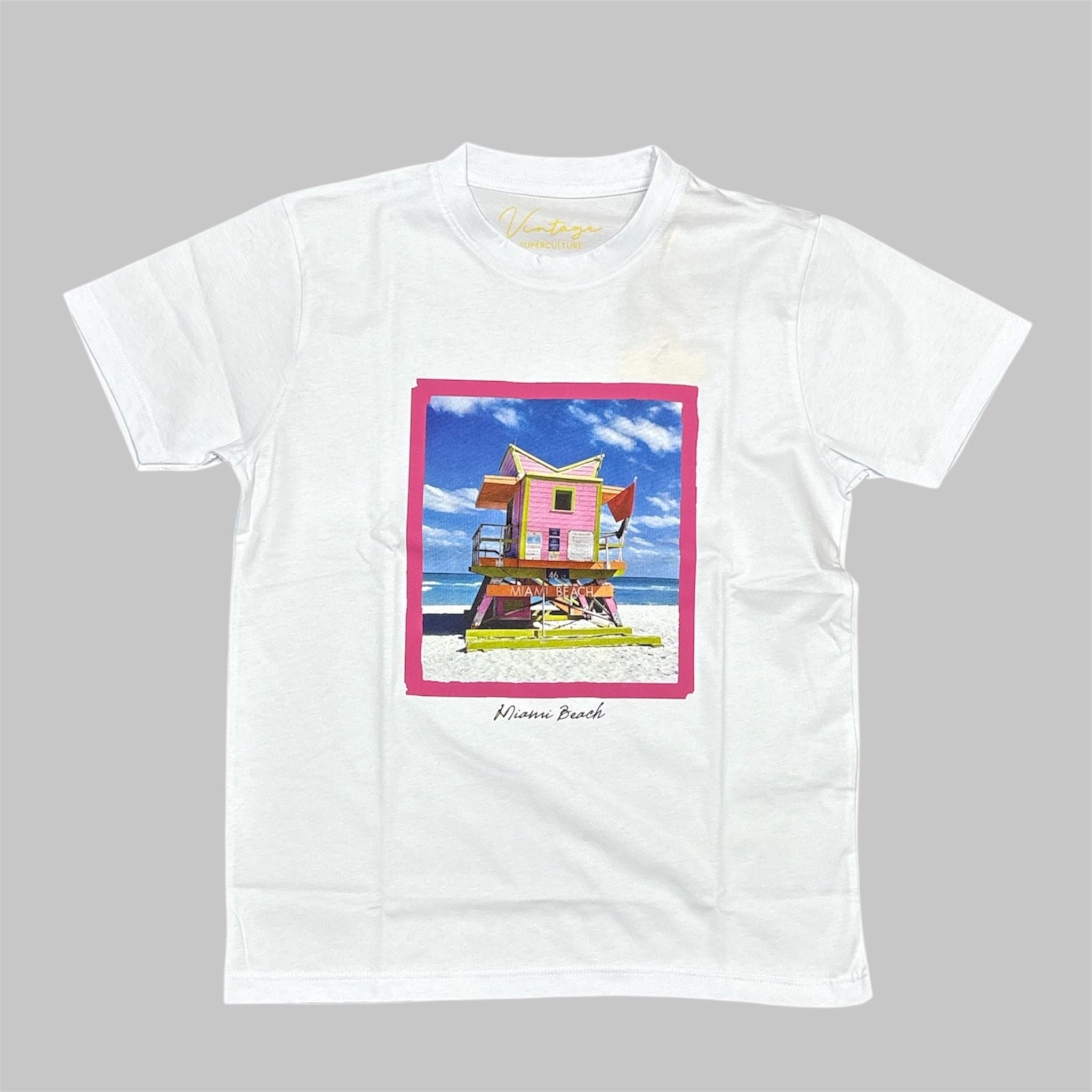 SUPERCULTURE T-shirt Bianca con Stampa Miami Beach