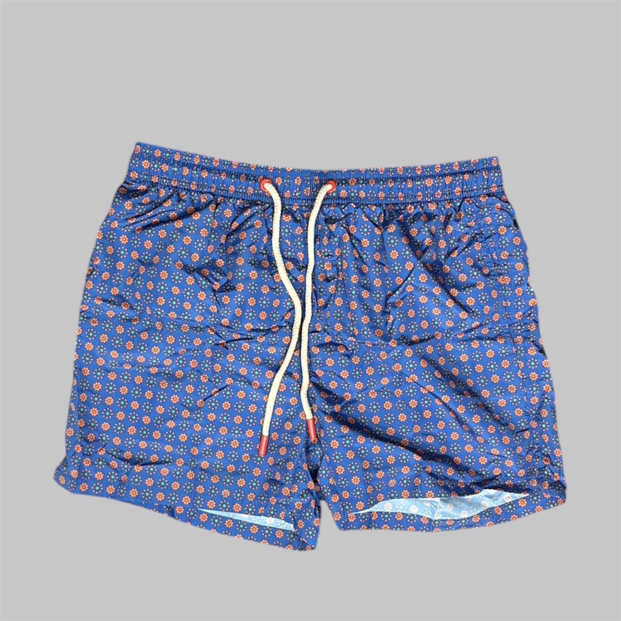Costume da Bagno Uomo a Microfantasia Geometrica – Blu Reale e Arancione