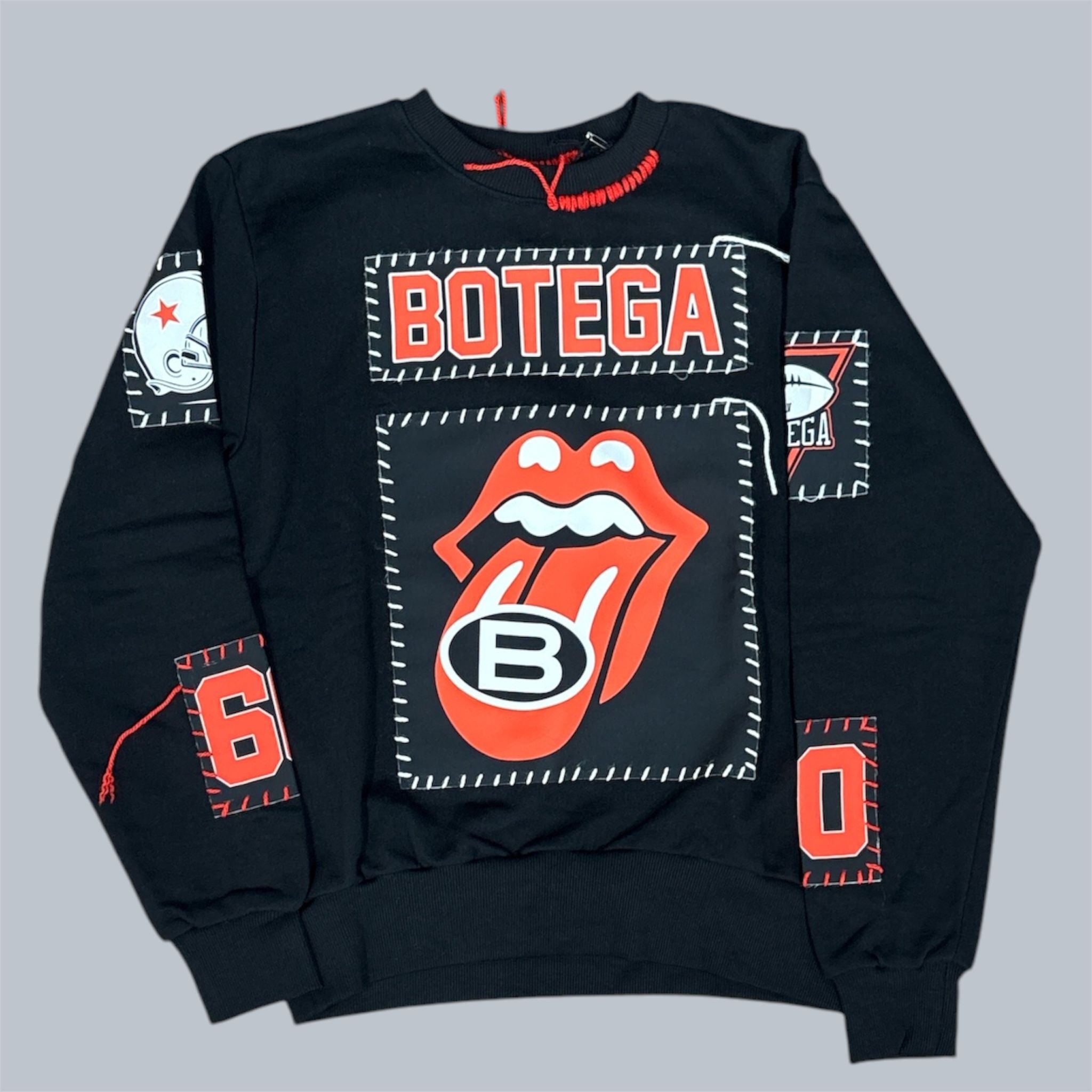 Felpa Custom Patchwork Nera Botega Jagger 60 | Rock Style