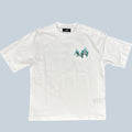 T-Shirt Amiri Bianca con Logo Fiamme Azzurre