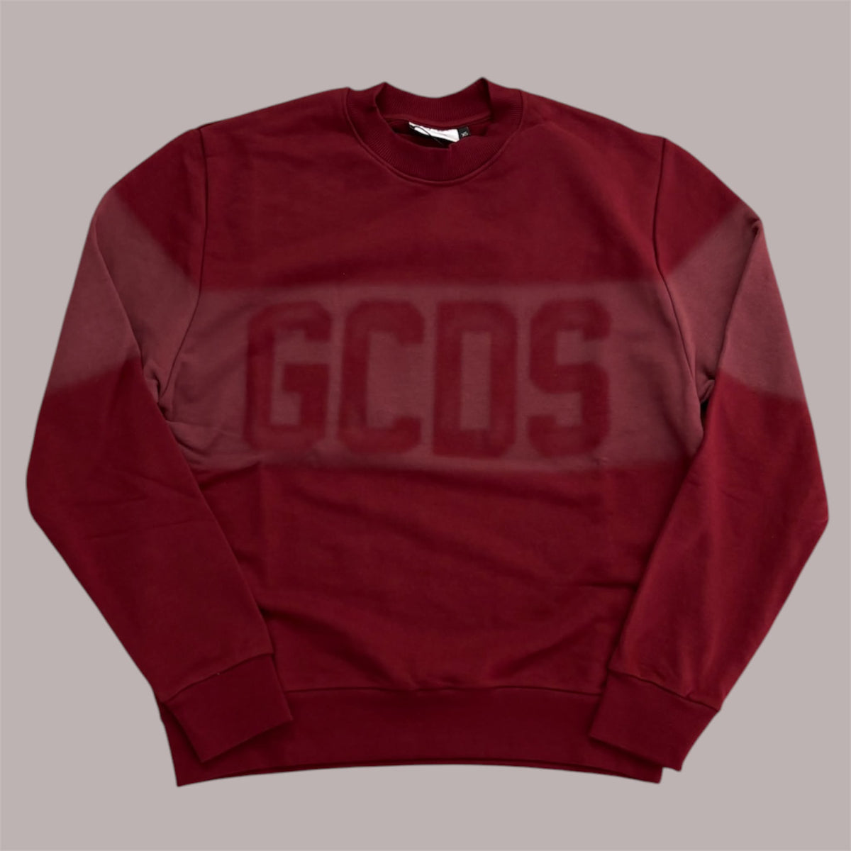 Felpa GCDS Logo Spray Crewneck Tawny Port Grey | Girocollo Unisex