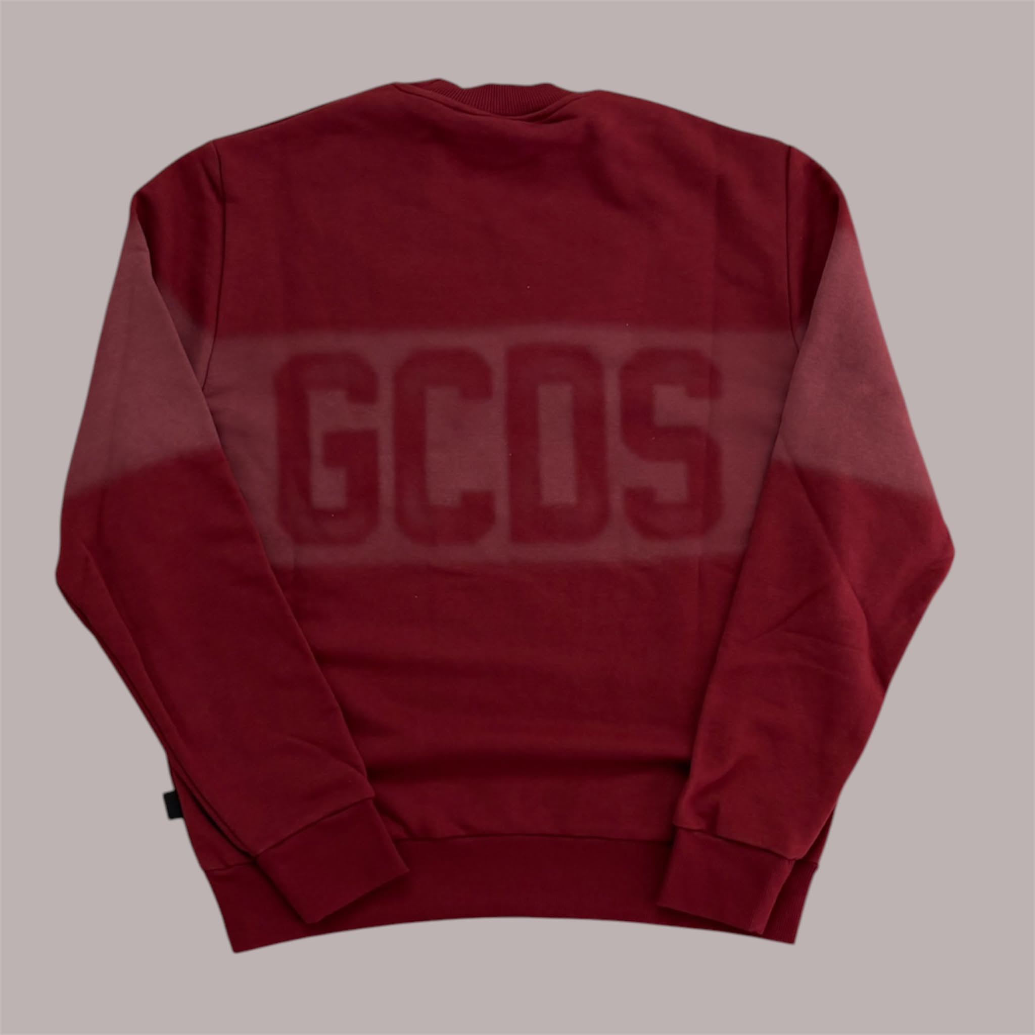 Felpa GCDS Logo Spray Crewneck Tawny Port Grey | Girocollo Unisex
