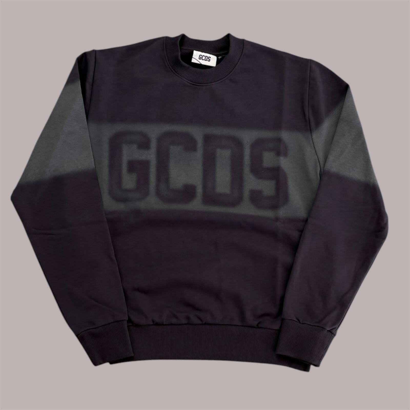 Felpa GCDS Logo Spray Crewneck Meteorite Grey | Girocollo Unisex