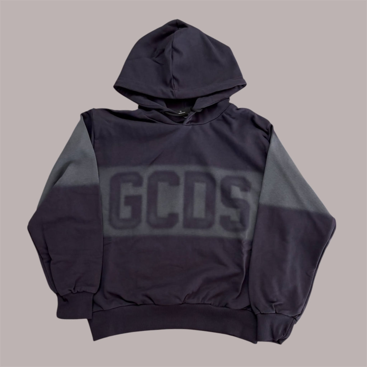 Felpa GCDS Logo Spray Hoodie Meteorite Grey | Con Cappuccio Unisex