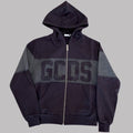 GCDS Logo Spray Zip Hoodie Meteorite Grey | Felpa Zip Uomo