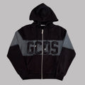 GCDS Logo Spray Zip Hoodie Black Grey | Felpa Zip Nero Grigio