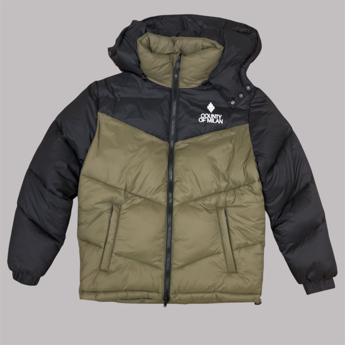 Piumino Marcelo Burlon County of Milan Verde Militare e Nero