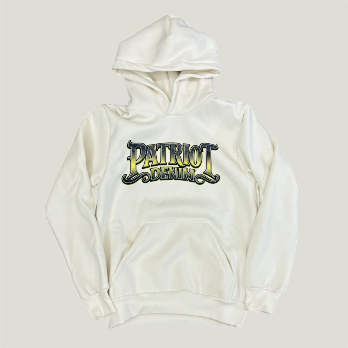 Felpa PATRIOT Denim Couture Panna con Cappuccio e Logo
