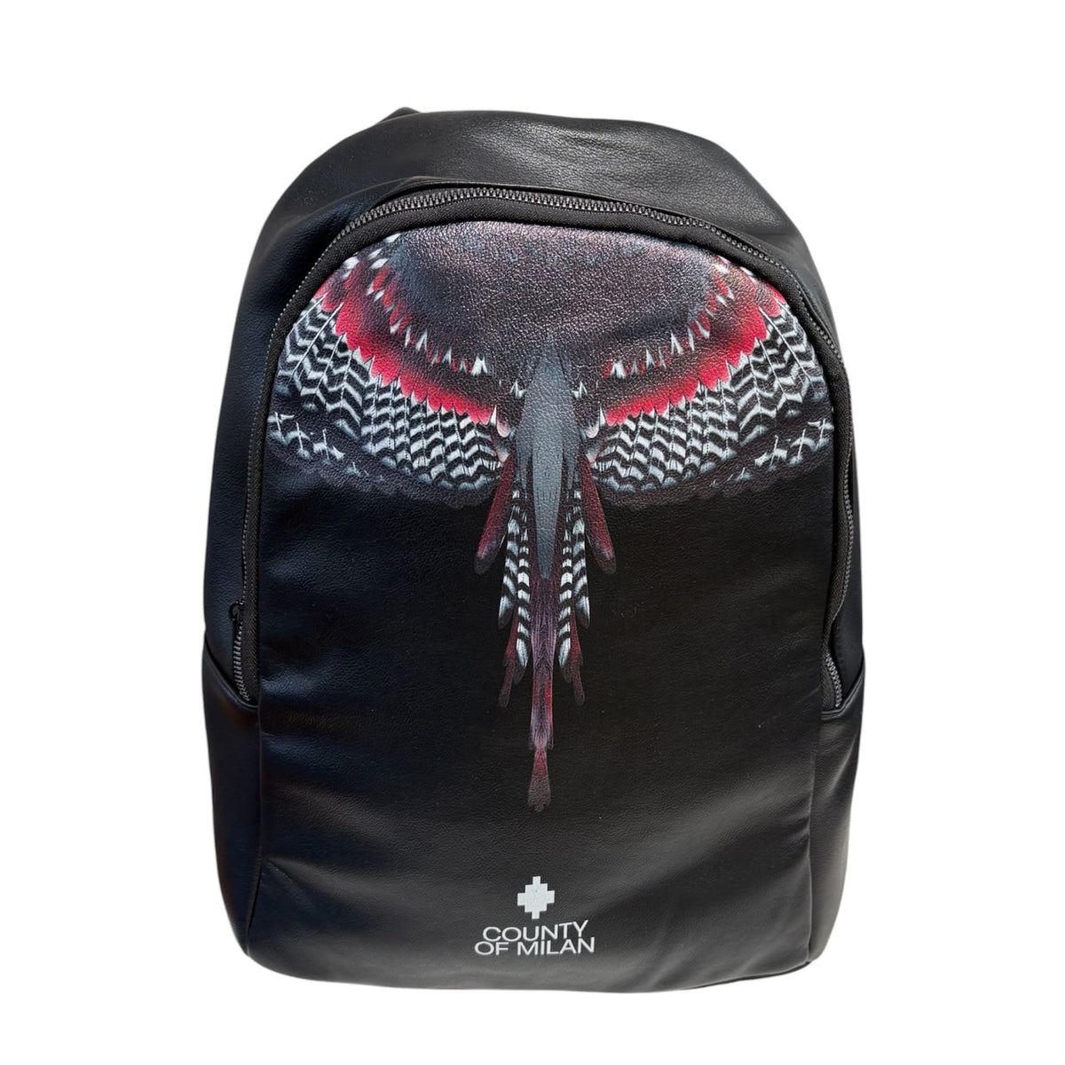 Zaino Marcelo Burlon County of Milan Feather Wings Nero e Rosso | Backpack Leather Look