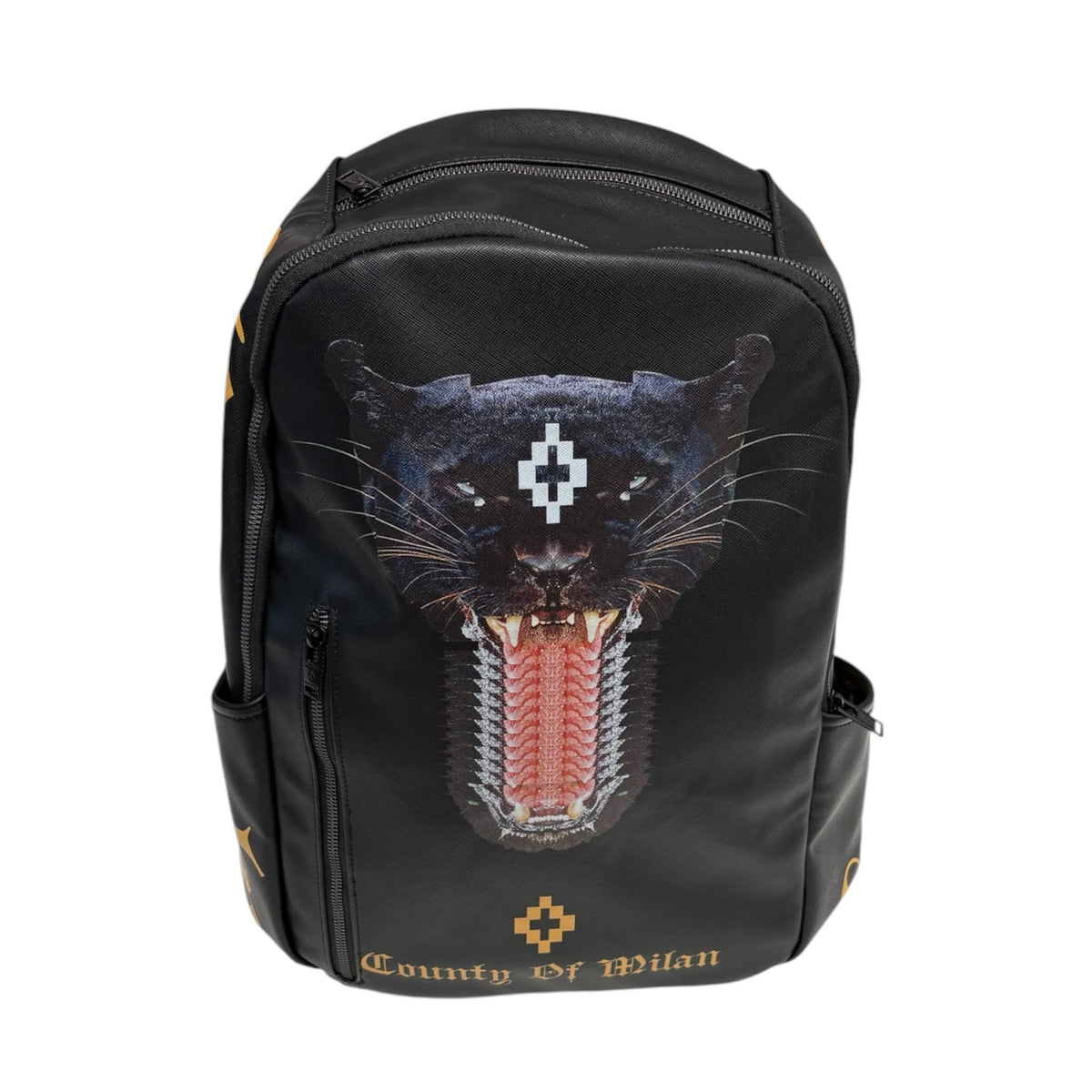 Zaino Marcelo Burlon County of Milan Panther Nero e Oro | Backpack Saffiano Look