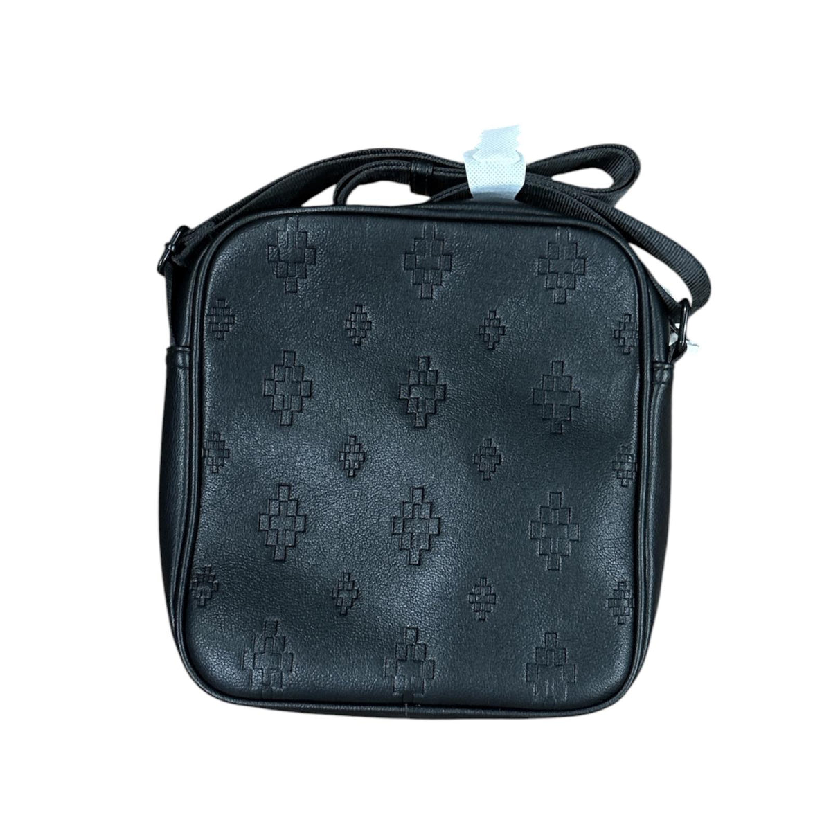 Marcelo Burlon County of Milan – Borsa a Tracolla Reporter in Pelle Nera con Logo Monogram All-Over