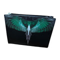 Marcelo Burlon County of Milan – Pochette Clutch in Pelle Nera con Stampa Ali Verdi