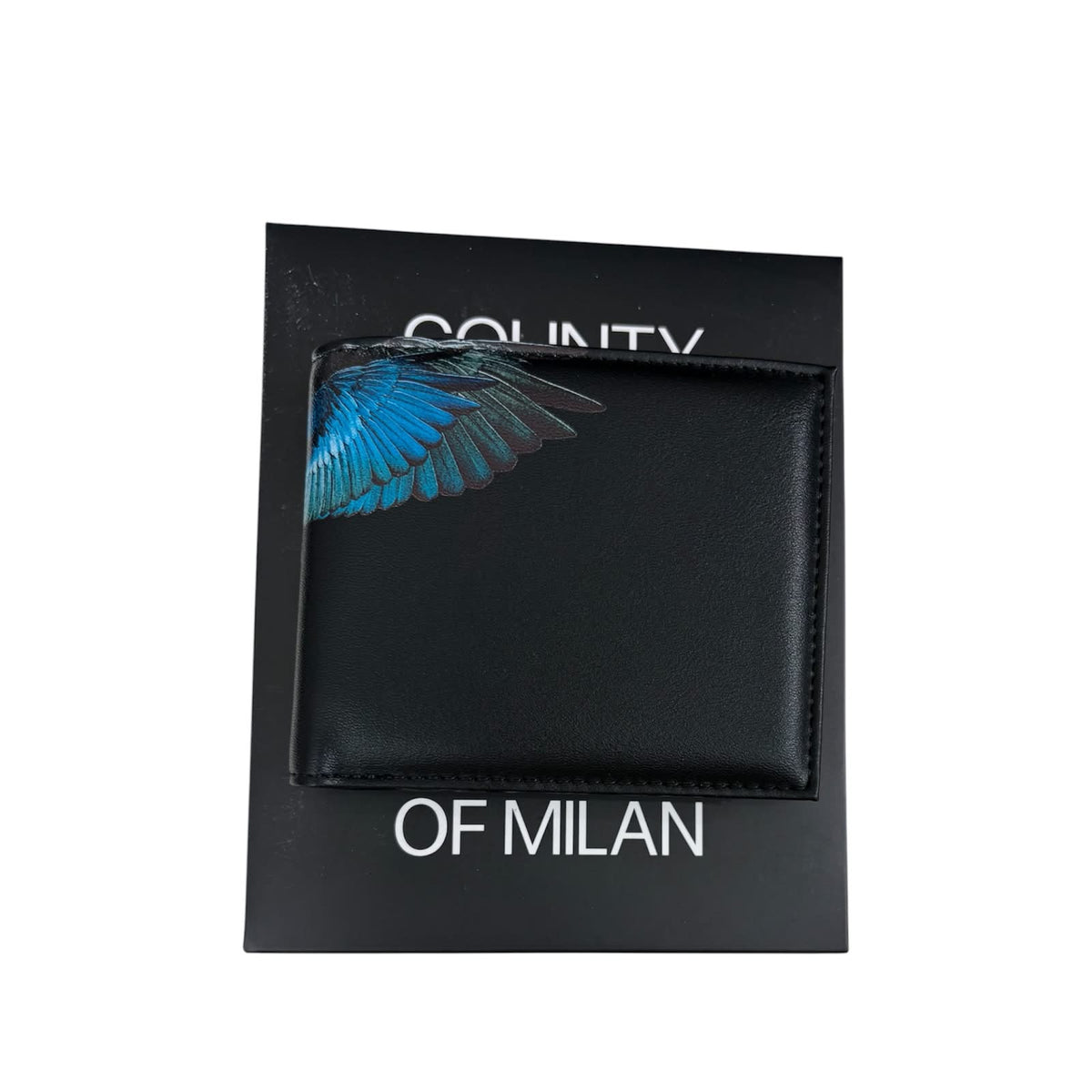Portafoglio Marcelo Burlon Bifold Ali Blu | Pelle Nera