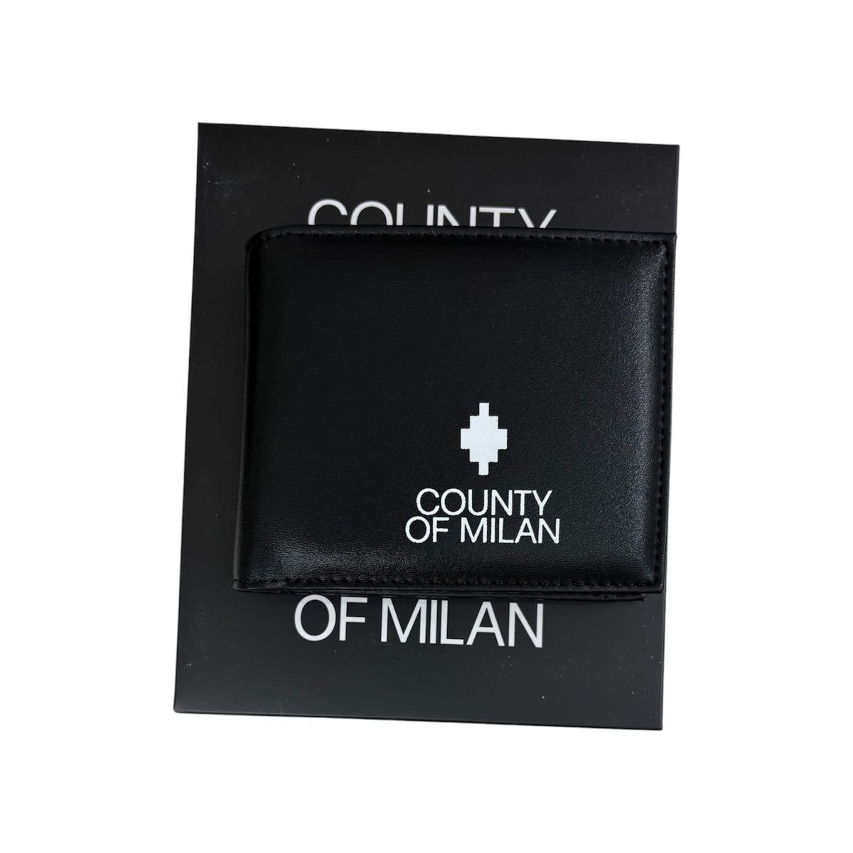 Portafoglio Marcelo Burlon Bifold Logo Bianco | Pelle Nera