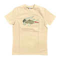T-Shirt Lacoste Girocollo Beige Sabbia con Grafica Coccodrillo Effetto Bozzetto