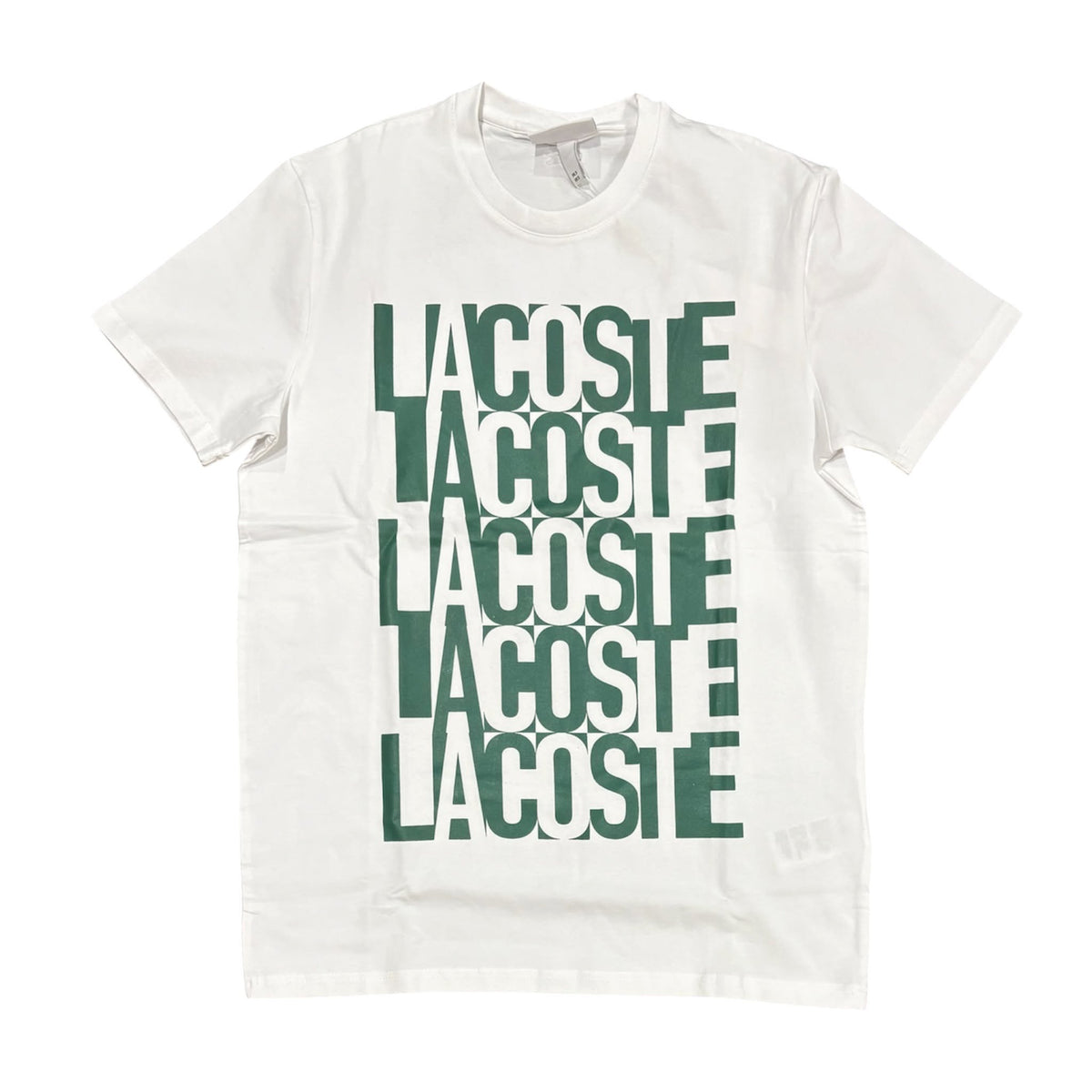 T-shirt Lacoste Bianca con Maxi Grafica Logo Verde | Uomo