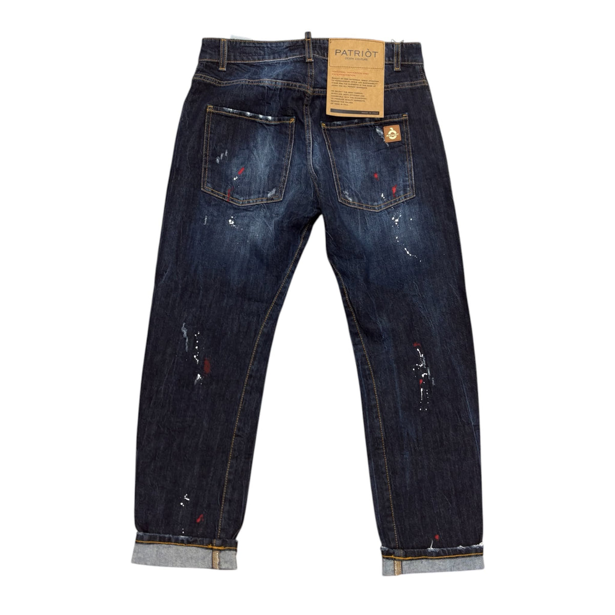 Jeans Uomo Patriòt PKYM63 - Blu Scuro con Lavaggio Used & Paint Splatter