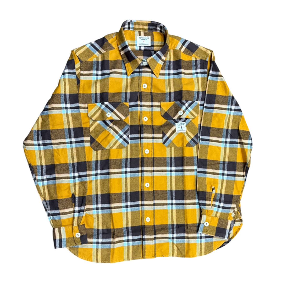 Camicia in Flanella a Quadri Roy Roger's Workwear Gialla e Blu | Regular Fit