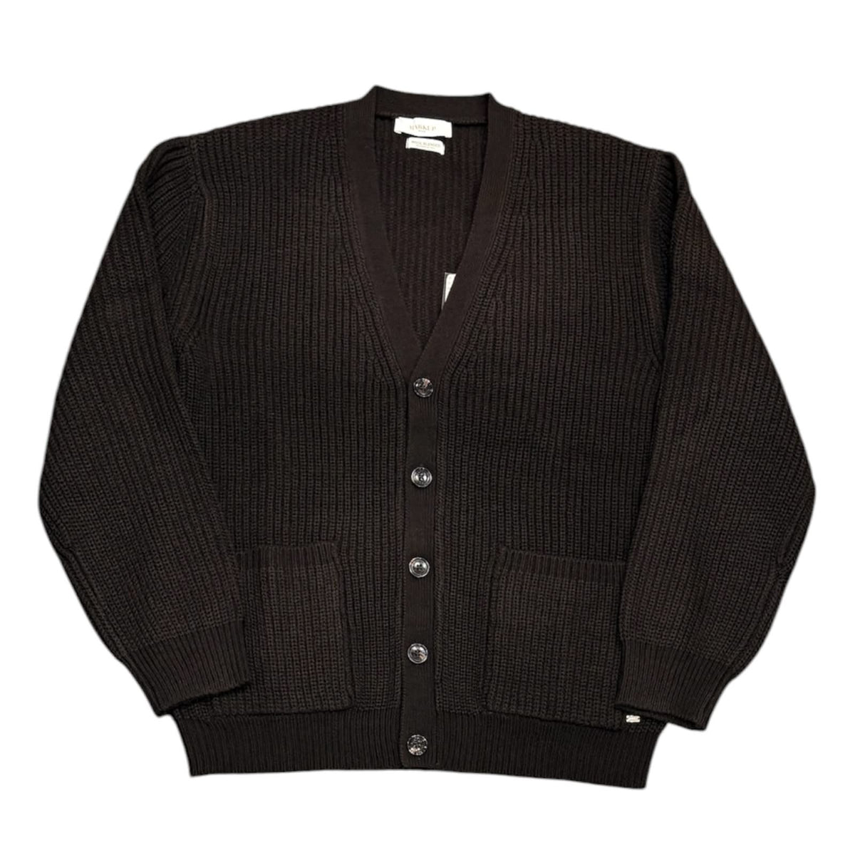 MARKUP Cardigan nero in lana con lavorazione a maglia inglese Cod. MK2900051