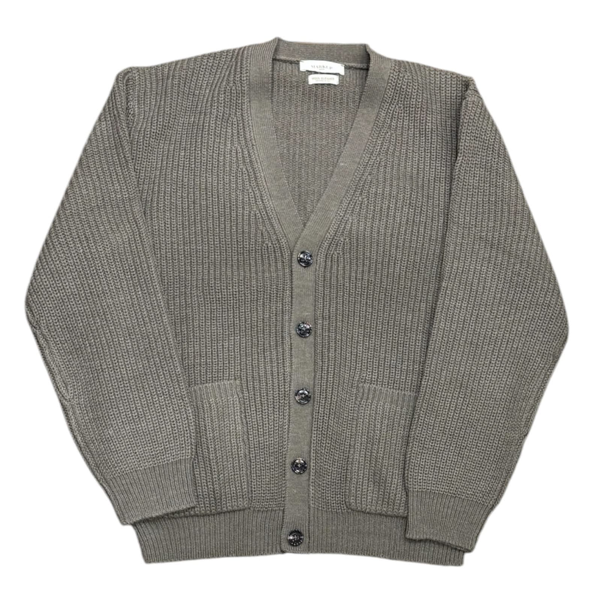 MARKUP Cardigan nero in lana con lavorazione a maglia inglese Cod. MK2900051