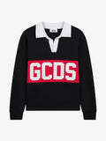 GCDS Polo a Maniche Lunghe con Logo a Fascia