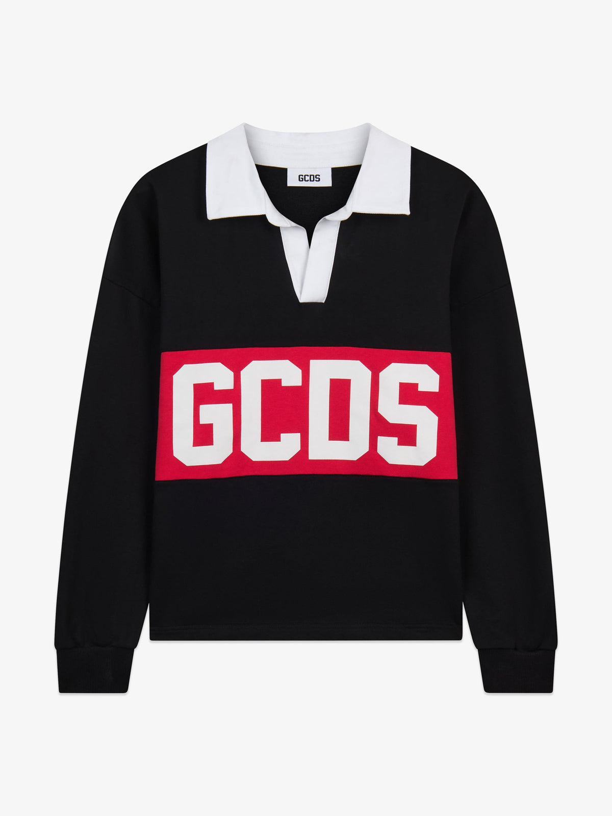 GCDS Polo a Maniche Lunghe con Logo a Fascia
